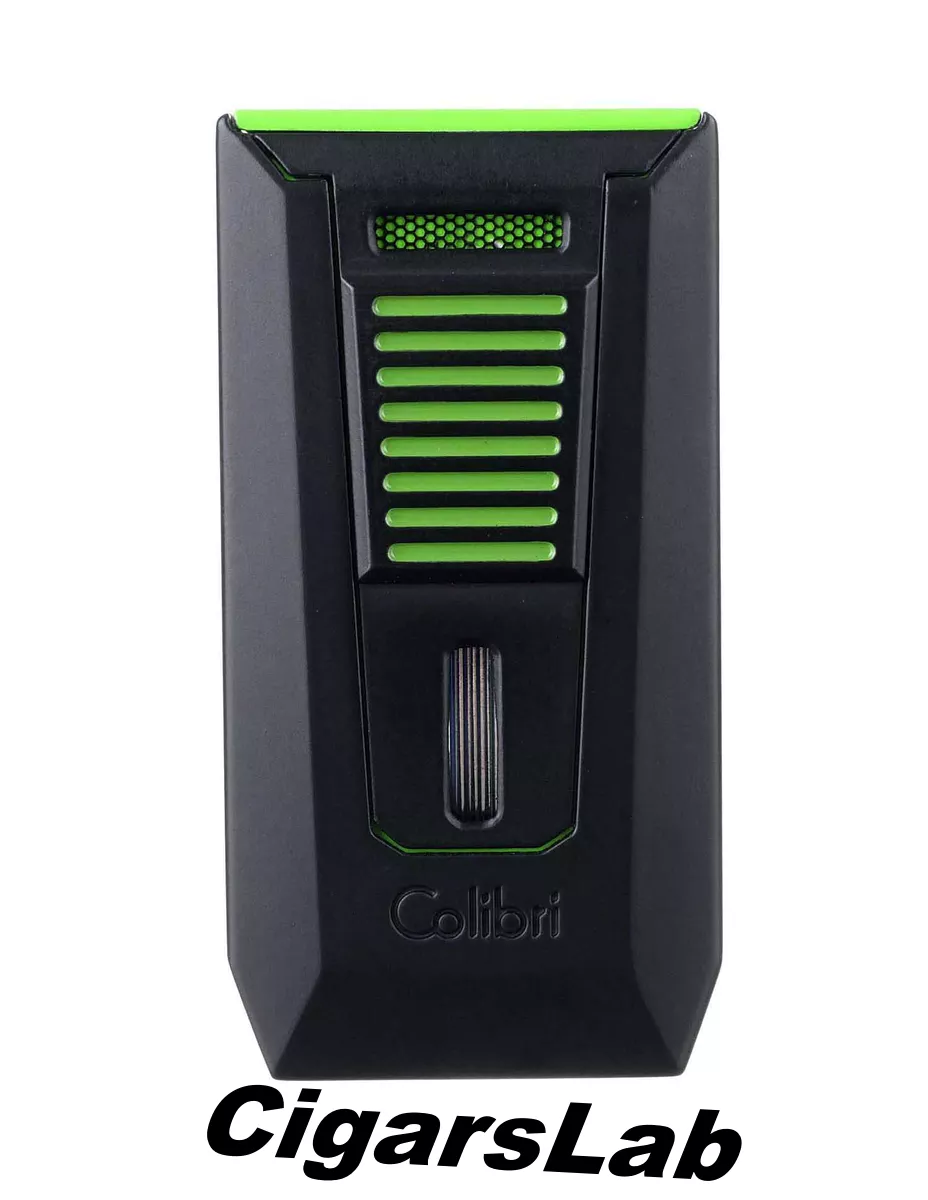 Зажигалка сигарная Colibri Slide (двойное пламя), черно-зеленая