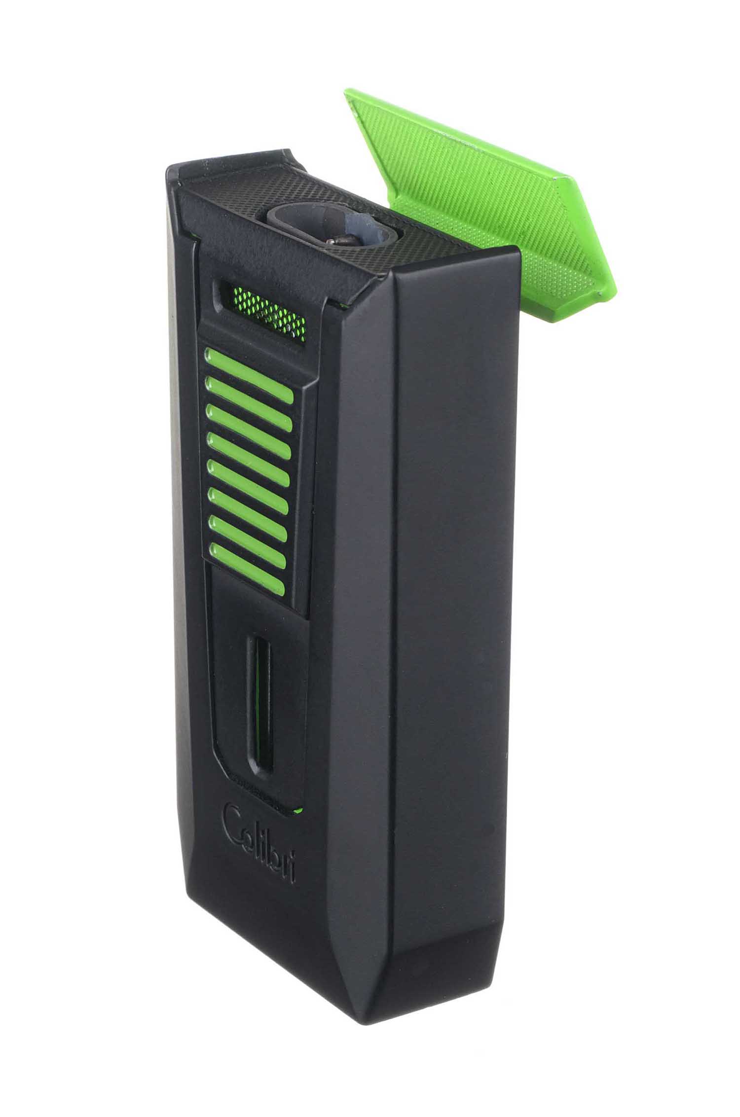 Зажигалка сигарная Colibri Slide (двойное пламя), черно-зеленая preview