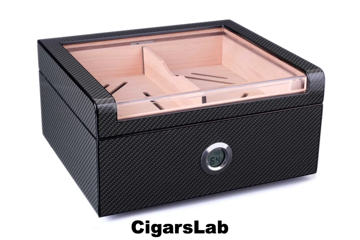 Хьюмидор Lubinski на 60 сигар со стеклом, Карбон